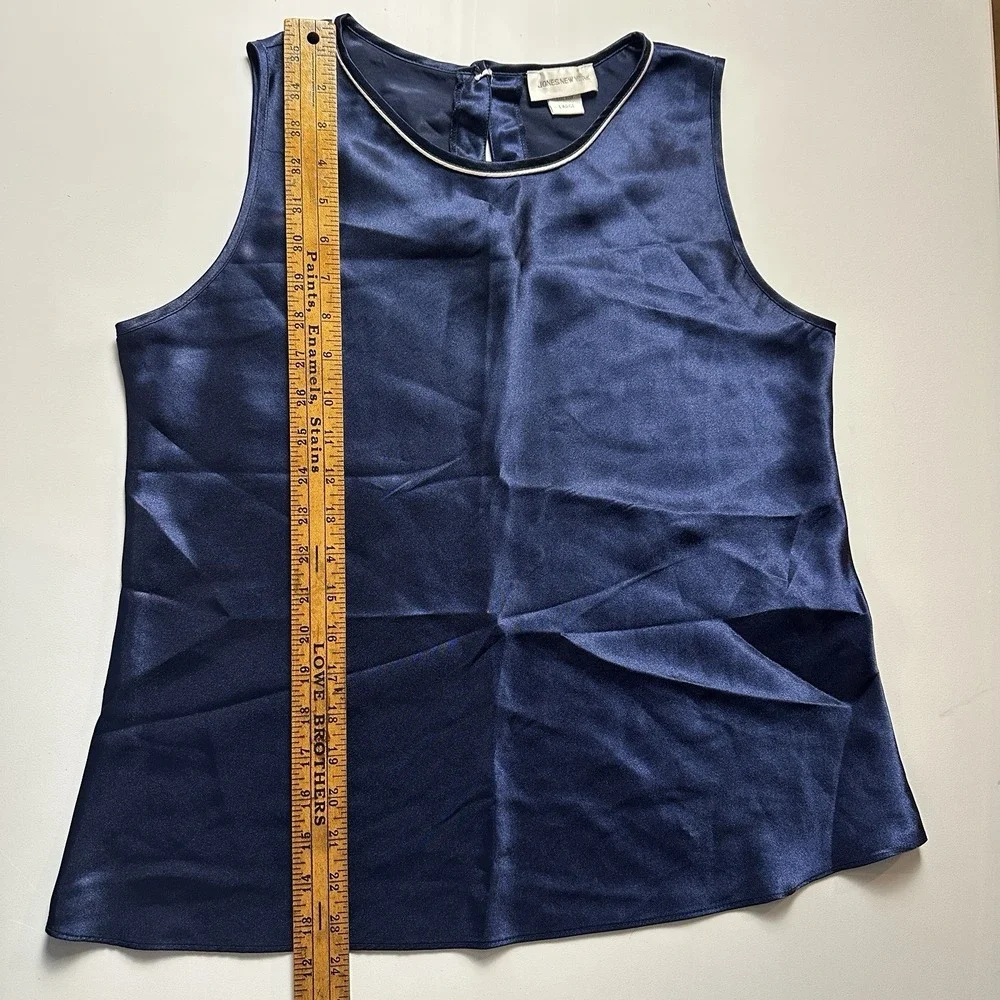 Jones New York Satin Sleep Set Womens Large Navy Tank Top Pants‎ Lounge